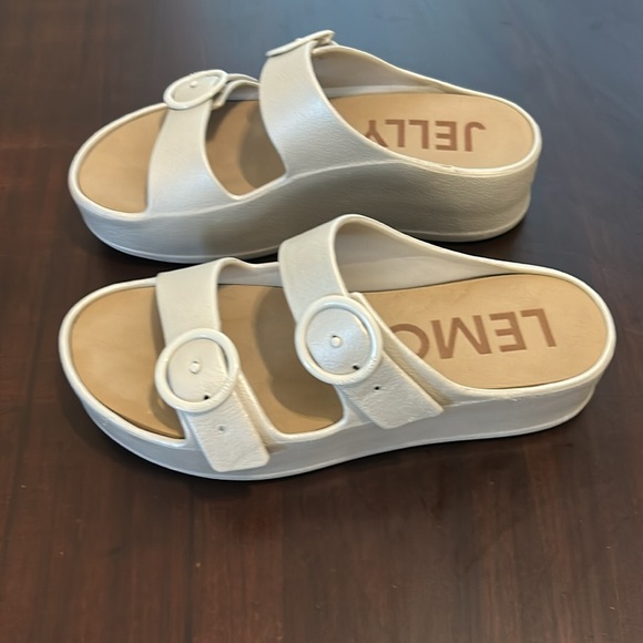 Lemon Jelly Double Strap Platform Wedge Slip on Slides Sandals Warm Grey EU 38 - Picture 7 of 17